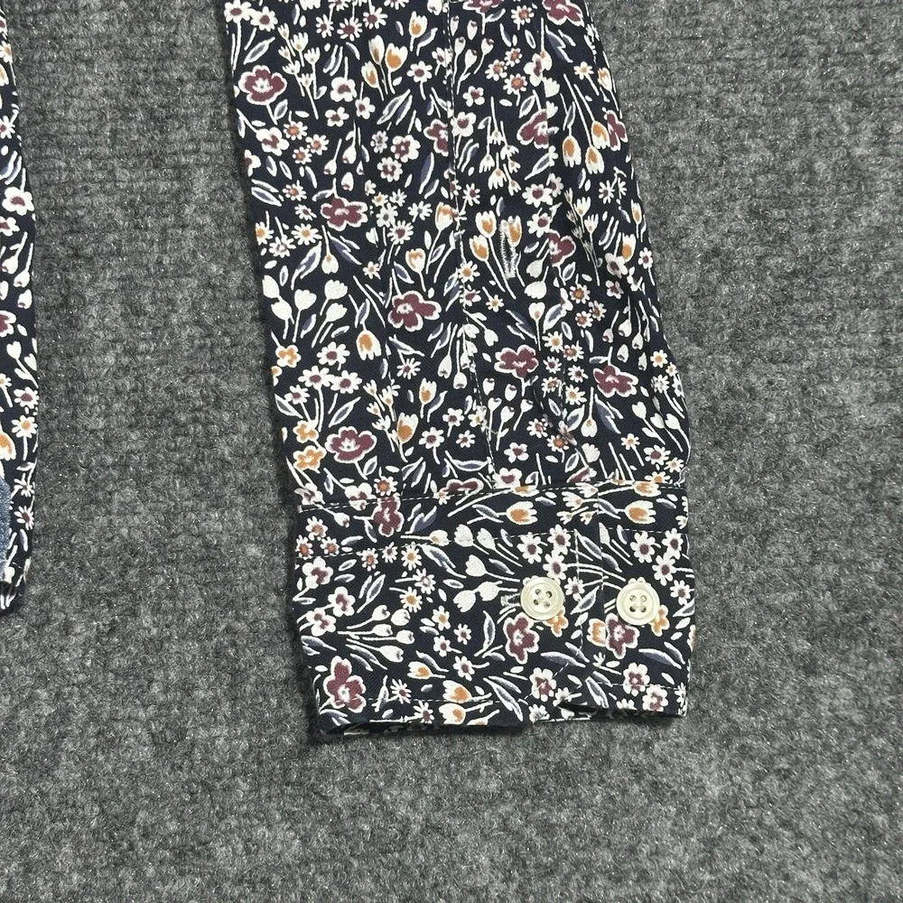 Banana Republic Shirt Mens Medium Blue Floral Button ‎ Long Sleeve Untucked Fit